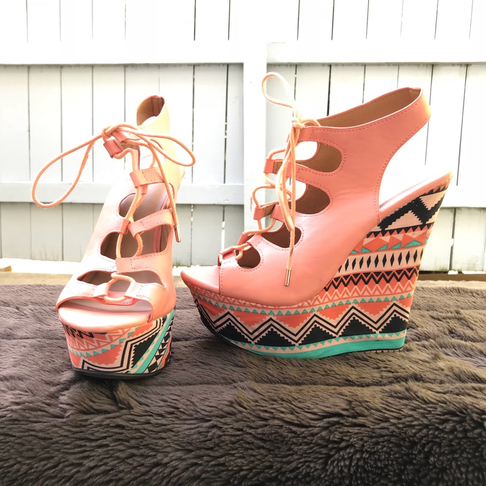Platform Lace Up Multi Color Shoes